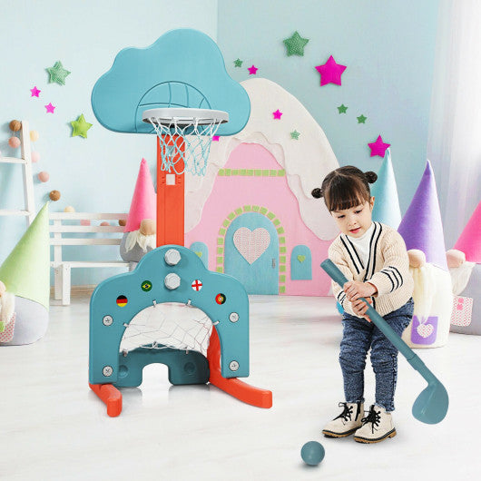 3-in-1 Kids Basketball Hoop Set with Balls-Green