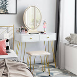 Industrial Makeup Dressing Table with 3 Lighting Modes-White