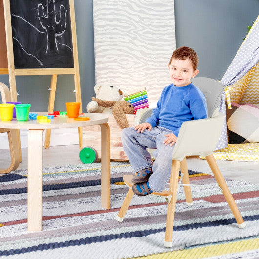 3-in-1 Convertible Wooden High Chair with Cushion-Gray