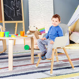 3-in-1 Convertible Wooden High Chair with Cushion-Gray