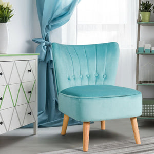 Armless Accent Chair Tufted Velvet Leisure Chair-Green