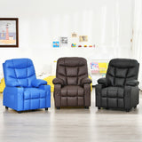PU Leather Kids Recliner Chair with Cup Holders and Side Pockets-Black