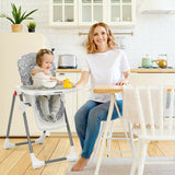 Folding Baby High Dining Chair with 6-Level Height Adjustment-Gray