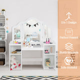 Kids Tri Folding Mirror Makeup Dressing Vanity Table Set-White