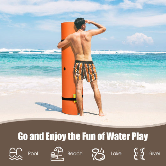 12 x 6 Feet 3 Layer Floating Water Pad-Orange