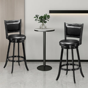 Set of 2 29 Inch Swivel Bar Height Stool Wood Dining Chair Barstool-Black