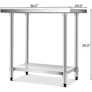 24 x 36 Inch Stainless Steel Commercial Kitchen Food Prep Table