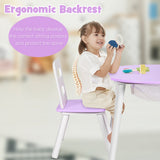 Wood Activity Kids Table and Chair Set with Center Mesh Storage for Snack Time and Homework-Purple