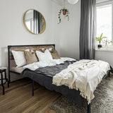 Platform Full/Queen Bed with Rustic Headboard and Footboard-Queen Size