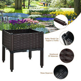 2 Set Elevated Plastic Raised Garden Bed Planter Kit for Flower Vegetable Grow-Brown