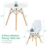 5 Pieces Table Set With Solid Wood Leg For Dining Room-White