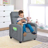 Ergonomic PU Leather Kids Recliner Lounge Sofa for 3-12 Age Group-Gray