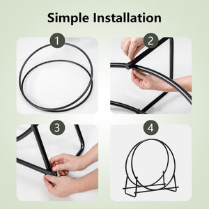 30-Inch Tubular Steel Log Hoop Firewood Storage Rack