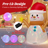 4 Feet Inflatable Christmas Snowman with 360° Rotating Colorful LED Light
