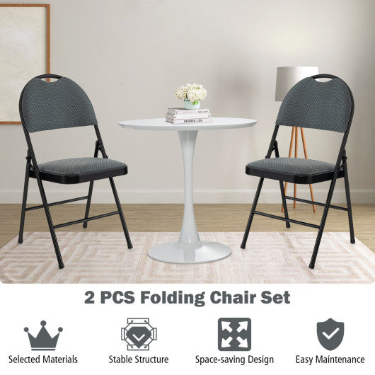 2/4 Pieces Padded Folding Dining Chairs with Backrest-Set of 4