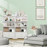 4 Tiers Bookshelf with 4 Cubes Display Shelf and 2 Doors-White