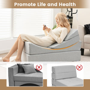 4-in-1 Convertible Folding Sofa Bed with High-Density Foam-Gray