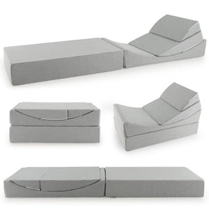 4-in-1 Convertible Folding Sofa Bed with High-Density Foam-Gray
