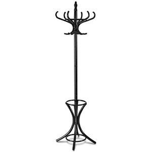 Wood Standing Hat Coat Rack with Umbrella Stand-Black