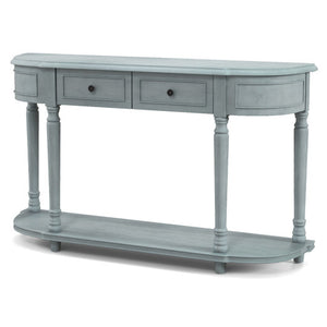 52" Retro Console Table with 2 Drawers and Open Shelf Entryway Sofa Table-Blue