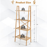 58 Inch 4-Tier Bamboo Ladder Bookshelf-Natural
