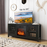58 Inch Fireplace TV Stand with Adjustable Shelves for TVs up to 65 Inch-Black
