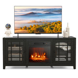 58 Inch Fireplace TV Stand with Adjustable Shelves for TVs up to 65 Inch-Black