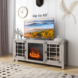 58 Inch Fireplace TV Stand with Adjustable Shelves for TVs up to 65 Inch-Natural