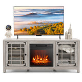 58 Inch Fireplace TV Stand with Adjustable Shelves for TVs up to 65 Inch-Natural