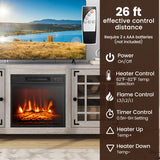 58 Inch Fireplace TV Stand with Adjustable Shelves for TVs up to 65 Inch-Natural