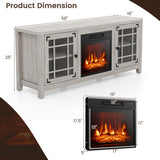 58 Inch Fireplace TV Stand with Adjustable Shelves for TVs up to 65 Inch-Natural