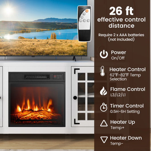 58 Inch Fireplace TV Stand with Adjustable Shelves for TVs up to 65 Inch-White