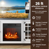 58 Inch Fireplace TV Stand with Adjustable Shelves for TVs up to 65 Inch-White