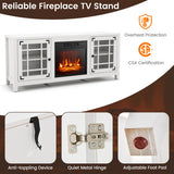 58 Inch Fireplace TV Stand with Adjustable Shelves for TVs up to 65 Inch-White