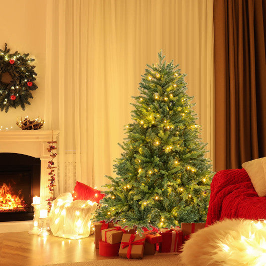 5/6/7 Feet Pre-lit Artificial Christmas Tree with Branch Tips and LED Lights-5 ft