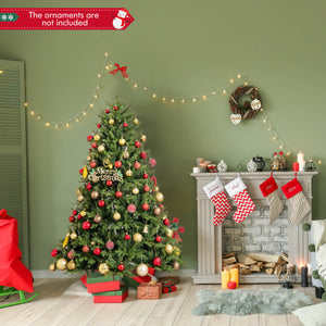 5/6/7 Feet Pre-lit Artificial Christmas Tree with Branch Tips and LED Lights-5 ft