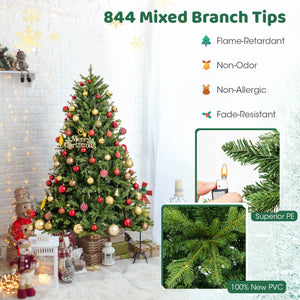 5/6/7 Feet Pre-lit Artificial Christmas Tree with Branch Tips and LED Lights-5 ft