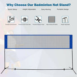Portable 10 x 5 Feet Beach Badminton Training Net with Carrying Bag