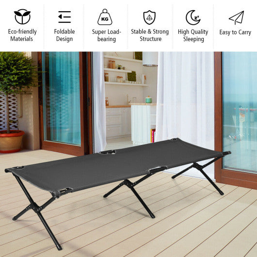 Adults Kids Folding Camping Cot-Gray