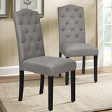 Set of 2 Tufted Upholstered Dining Chairs-Gray