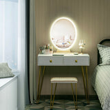 Industrial Makeup Dressing Table with 3 Lighting Modes-White