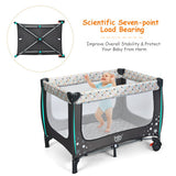 Portable Baby Playpen with Mattress Foldable Design-Gray