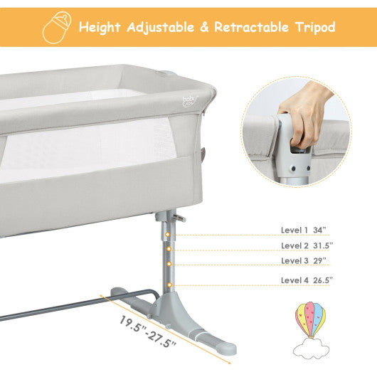 Travel Portable Baby Bed Side Sleeper  Bassinet Crib with Carrying Bag-Beige