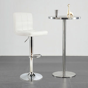 Adjustable Swivel Bar Stool with PU Leather-White