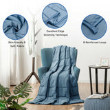 48"x72" Heavy Weighted 20lb Natural Bamboo Fabric Blanket-Blue