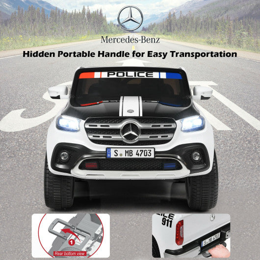 12V 2-Seater Kids Ride On Car Licensed Mercedes Benz X Class RC with Trunk-Black & White