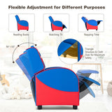 Kids Leather Recliner Chair with Side Pockets-Blue