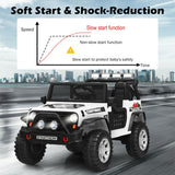 12V Kids Remote Control Electric  Ride On Truck Car with Lights and Music -White