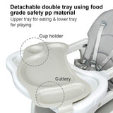 3-in-1 Baby High Chair with Lockable Universal Wheels-Gray