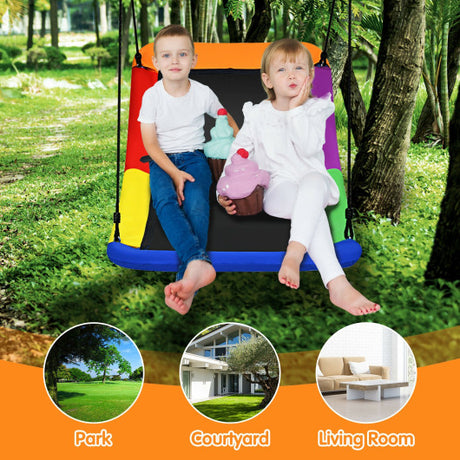 700lb Giant 60 Inch Skycurve Platform Tree Swing for Kids and Adults-Multicolor